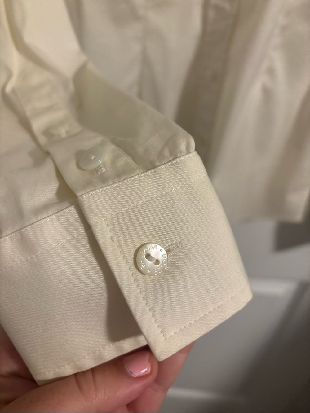 DOLCE & GABBANA Ecru Cotton Poplin Button Down Shirt Size 2 - Picture 5 of 7